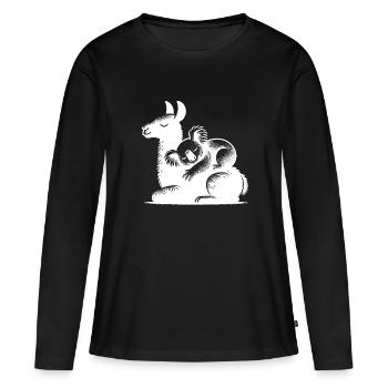 Sleeping koala on a sleeping llama - Women's Premium Organic Long Sleeve Shirt - black - Front - Julia (174cm)