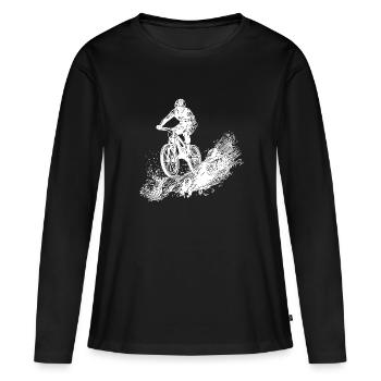 Radfahrer Schlamm Berg Abfahrt - Frauen Premium Bio Langarmshirt - Schwarz - Vorne - Julia (174cm)