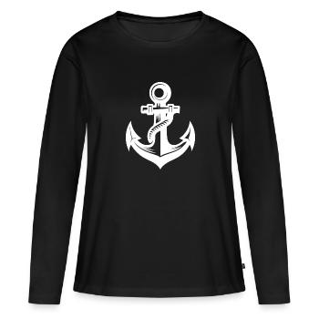 Anker mit Seil Tau um das Eisen - Frauen Premium Bio Langarmshirt - Schwarz - Vorne - Julia (174cm)