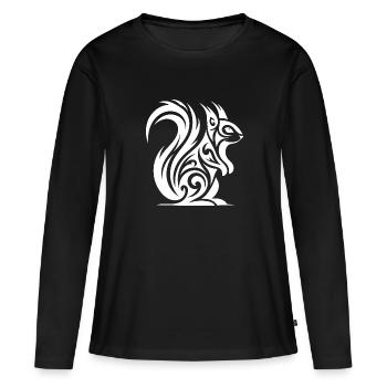 Niedliches Eichhörnchen in Tattoo Style - Frauen Premium Bio Langarmshirt - Schwarz - Vorne - Julia (174cm)
