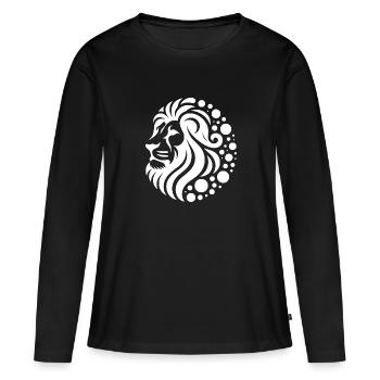 Fière tête de lion à crinière - T-shirt manches longues Premium bio Femme - noir - Devant - Julia (174cm)