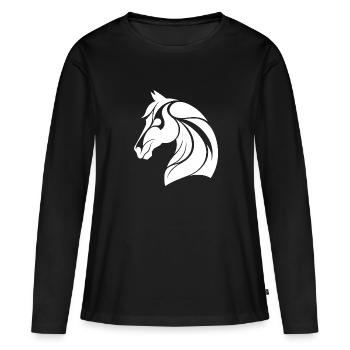 Eleganter Pferdekopf - Frauen Premium Bio Langarmshirt - Schwarz - Vorne - Julia (174cm)