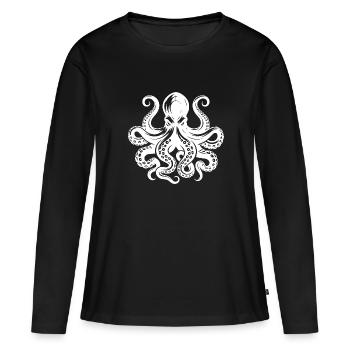 Pieuvre sinistre avec tentacules et ventouses - T-shirt manches longues Premium bio Femme - noir - Devant - Julia (174cm)
