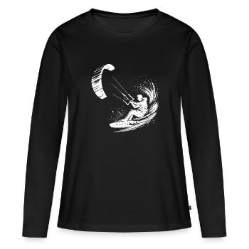 Kite Surfer Splash Water Splash met Kite - Vrouwen Premium Bio shirt met lange mouwen - zwart - Voor - Julia (174cm)