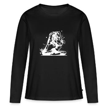 Étudiant en yoga en exercice de concentration profonde - T-shirt manches longues Premium bio Femme - noir - Devant - Julia (174cm)