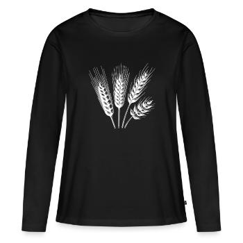 Getreidesorten Weizen und Hafer Ähren - Frauen Premium Bio Langarmshirt - Schwarz - Vorne - Julia (174cm)