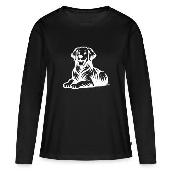 Vierbeiner Hunde Golden Retriever Porträt - Frauen Premium Bio Langarmshirt - Schwarz - Vorne - Julia (174cm)