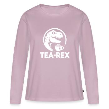 Humour de bureau d’animal Logo Tea-Rex drôle - T-shirt manches longues Premium bio Femme - rose poudré - Devant - Julia (174cm)