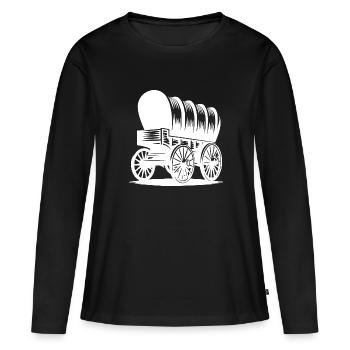 Chariot couvert pour chevaux - T-shirt manches longues Premium bio Femme - noir - Devant - Julia (174cm)