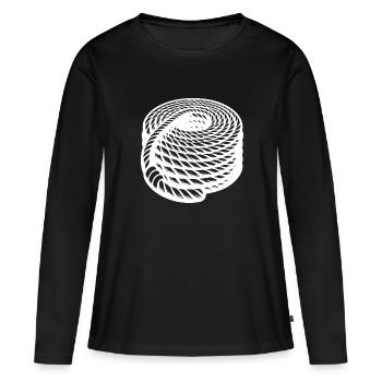 Corde tressée Conception de corde maritime enroulée - T-shirt manches longues Premium bio Femme - noir - Devant - Julia (174cm)
