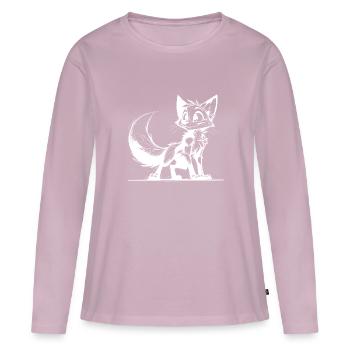 Sympathique Clever Fox Stroke Dessin - T-shirt manches longues Premium bio Femme - rose poudré - Devant - Julia (174cm)