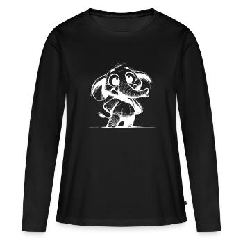 Bébé éléphant pour enfants avec une énorme trompe - T-shirt manches longues Premium bio Femme - noir - Devant - Julia (174cm)