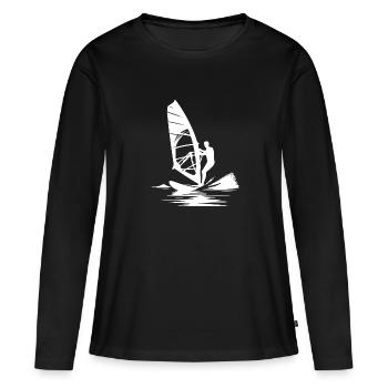 Technique de surf avec la puissance du vent, du vent et de la brise marine - T-shirt manches longues Premium bio Femme - noir - Devant - Julia (174cm)