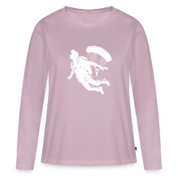 Zwei Fallschirmspringer beim Fallschirmsprung - Frauen Premium Bio Langarmshirt - Altrosa - Vorne - Julia (174cm)