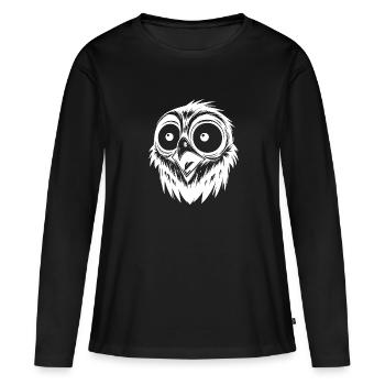 Dessin d’oiseau d’horreur effrayé - T-shirt manches longues Premium bio Femme - noir - Devant - Julia (174cm)