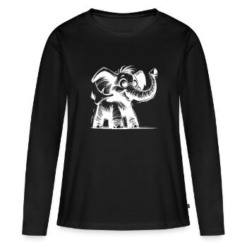 Bébé éléphant avec une énorme trompe - T-shirt manches longues Premium bio Femme - noir - Devant - Julia (174cm)