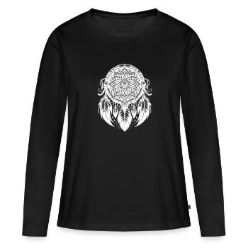 Old Dreamcatcher Cult Object Feather Style - Women's Premium Organic Long Sleeve Shirt - black - Front - Julia (174cm)