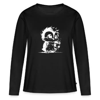 Mignon petit café fatigué flou Kautz - T-shirt manches longues Premium bio Femme - noir - Devant - Julia (174cm)