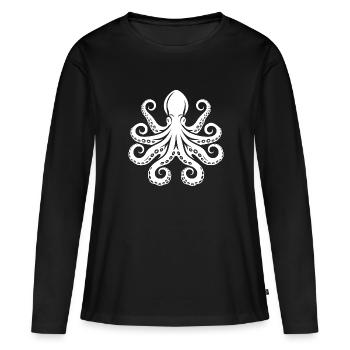 Grande pieuvre avec huit énormes bras - T-shirt manches longues Premium bio Femme - noir - Devant - Julia (174cm)