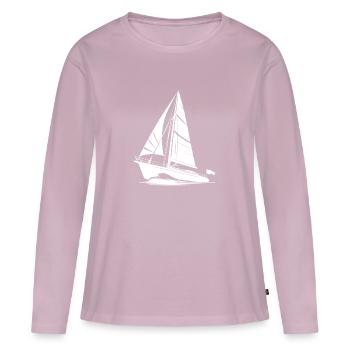 Voilier dans les grosses vagues sous voiles au vent - T-shirt manches longues Premium bio Femme - rose poudré - Devant - Julia (174cm)