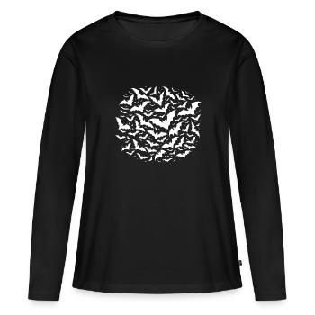 Chauves-souris volantes en essaim la nuit - T-shirt manches longues Premium bio Femme - noir - Devant - Julia (174cm)