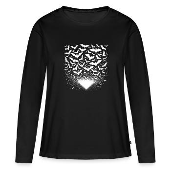Énorme essaim de chauves-souris - T-shirt manches longues Premium bio Femme - noir - Devant - Julia (174cm)