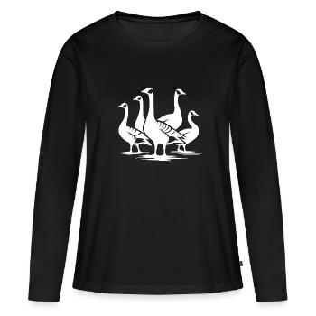 Un troupeau de jolies oies sauvages - T-shirt manches longues Premium bio Femme - noir - Devant - Julia (174cm)