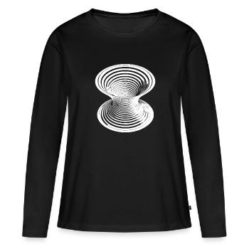 Lignes en spirale Figure Cercles géométriques - T-shirt manches longues Premium bio Femme - noir - Devant - Julia (174cm)