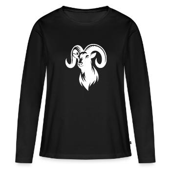 bouc avec d’énormes cornes - T-shirt manches longues Premium bio Femme - noir - Devant - Julia (174cm)