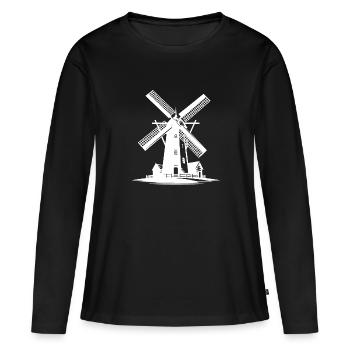 Moulin à vent de blé néerlandais pour la farine de grain - T-shirt manches longues Premium bio Femme - noir - Devant - Julia (174cm)