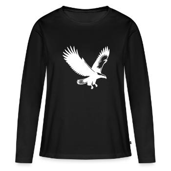 Aigle élégant s’approchant avec de larges ailes - T-shirt manches longues Premium bio Femme - noir - Devant - Julia (174cm)