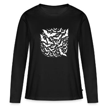 Chauves-souris volantes sauvages en essaim nocturne - T-shirt manches longues Premium bio Femme - noir - Devant - Julia (174cm)