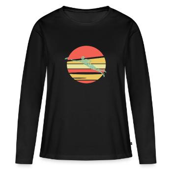 Ultimate Frisbee - Frauen Premium Bio Langarmshirt - Schwarz - Vorne - Julia (174cm)