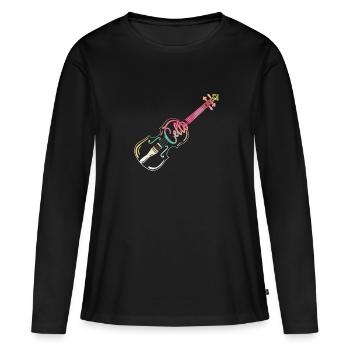 violoncelle - T-shirt manches longues Premium bio Femme - noir - Devant - Julia (174cm)