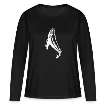Baleine à bosse - T-shirt manches longues Premium bio Femme - noir - Devant - Julia (174cm)