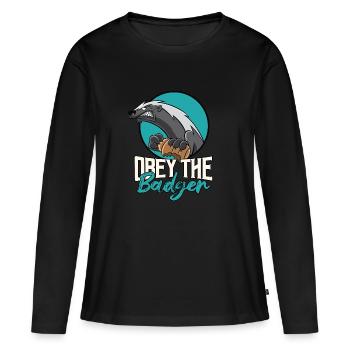 Obey the Badger - Women's Premium Organic Long Sleeve Shirt - black - Front - Julia (174cm)