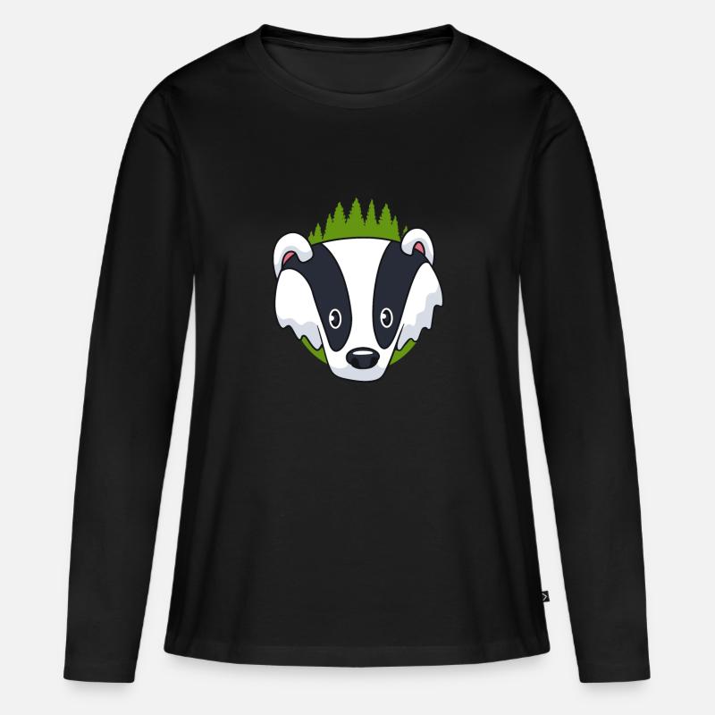 Dachs - Frauen Premium Bio Langarmshirt - Schwarz