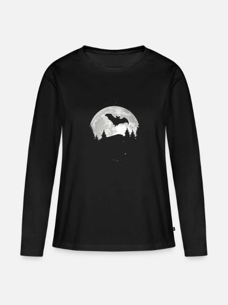 Fledermaus - Frauen Premium Bio Langarmshirt - Schwarz