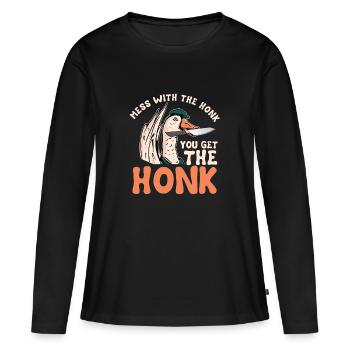 Gans - Frauen Premium Bio Langarmshirt - Schwarz - Vorne - Julia (174cm)