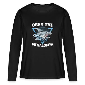 Obey The Megalodon - Women's Premium Organic Long Sleeve Shirt - black - Front - Julia (174cm)
