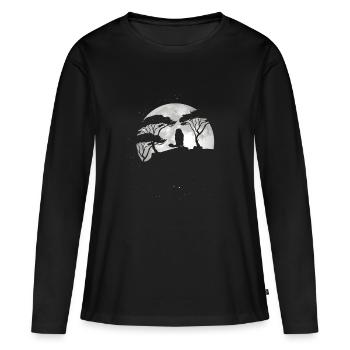 Marmotte Dans la pleine lune - T-shirt manches longues Premium bio Femme - noir - Devant - Julia (174cm)