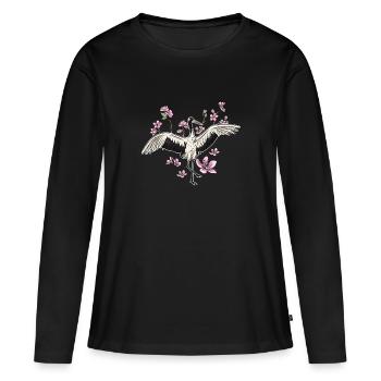 Grue - T-shirt manches longues Premium bio Femme - noir - Devant - Julia (174cm)