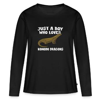 Komodowaran cadeau garçons - T-shirt manches longues Premium bio Femme - noir - Devant - Julia (174cm)