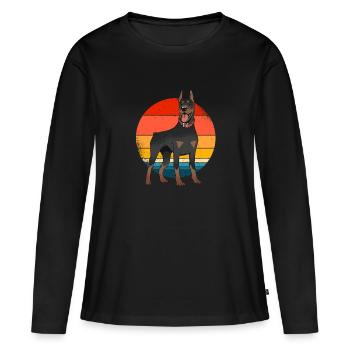 Dobermann - Frauen Premium Bio Langarmshirt - Schwarz - Vorne - Julia (174cm)