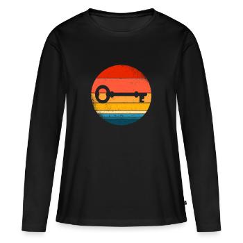 Clés - T-shirt manches longues Premium bio Femme - noir - Devant - Julia (174cm)