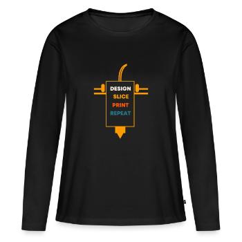 Impression 3D - T-shirt manches longues Premium bio Femme - noir - Devant - Julia (174cm)