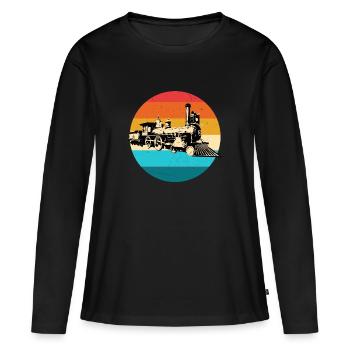 Train - T-shirt manches longues Premium bio Femme - noir - Devant - Julia (174cm)