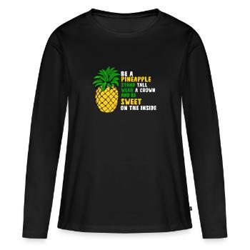 Ananas - T-shirt manches longues Premium bio Femme - noir - Devant - Julia (174cm)