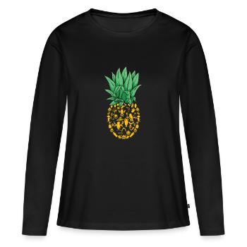 Ananas - T-shirt manches longues Premium bio Femme - noir - Devant - Julia (174cm)