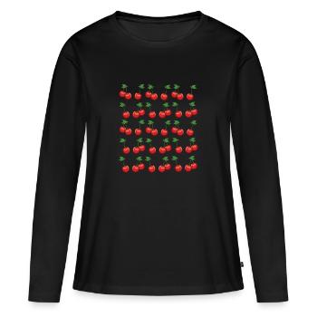 Kirschen - Frauen Premium Bio Langarmshirt - Schwarz - Vorne - Julia (174cm)